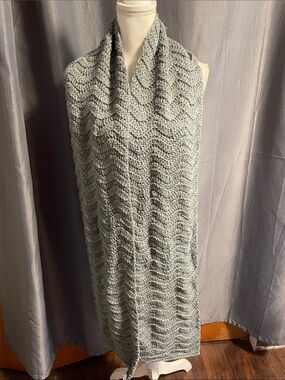 Hand Crafted Grey Crocheted Scarf Wrap